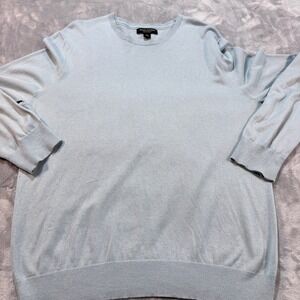 Banana Republic Luxury Blend Sweater Blue Large Silk Cotton Cashmere READ!